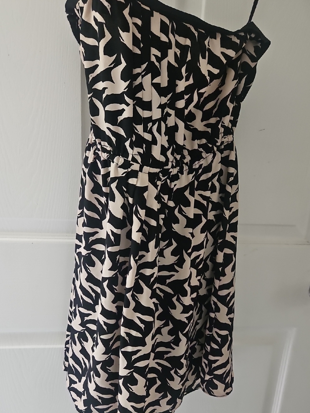Black & Cream Printed Strapless Dress